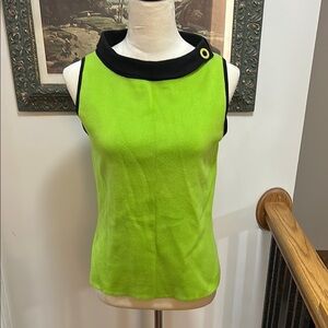 Lime Green Sleeveless Top with Black Trim